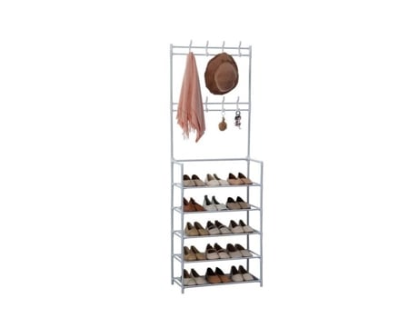 Cabideiro De Entrada Com Prateleira Para Sapatos De 5 Níveis Branco Herzberg Hg03435