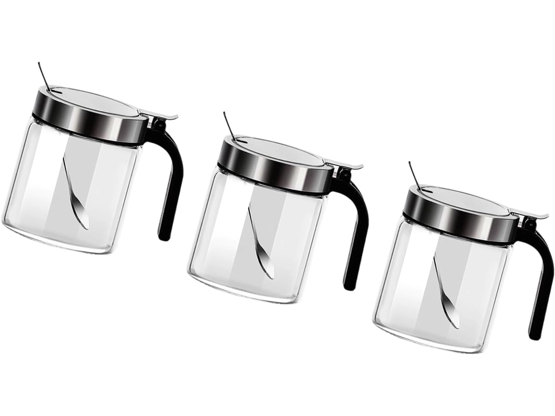 Conjunto Moderno De Dispensador De Condimentos Em Aço Inoxidável Com Colheres Em Miniatura, Potes Resistentes