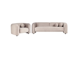 Conjunto De Salón De 4 Plazas Beliani Leiren De Terciopelo Beige 224x83x73
