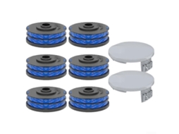 2 Tampas De Carretel Rac122 E 6 Carretéis Rac123 Para Cortadores De Grama Ryobi Rlt6030, Rlt5127, Rlt5027, Rlt4125 E Rlt4027