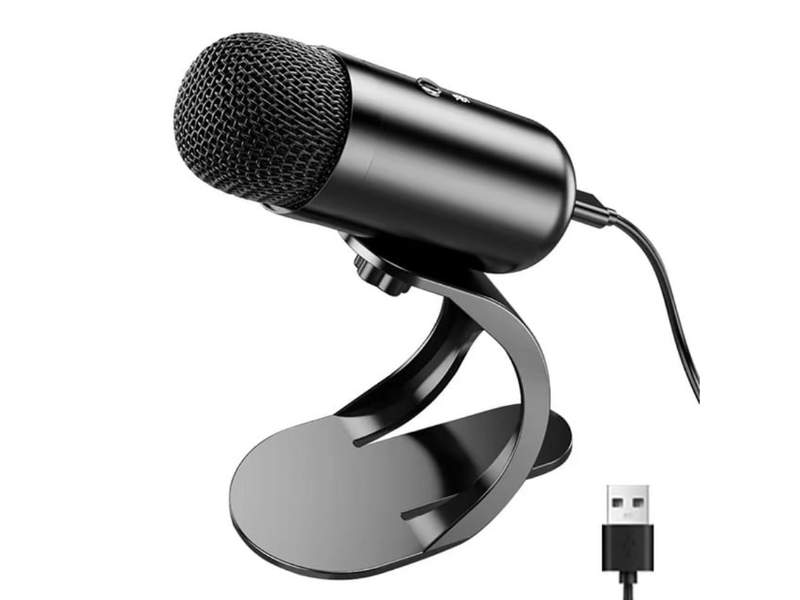 Microfone Condensador Profissional Com Fio Usb Preto Siurn