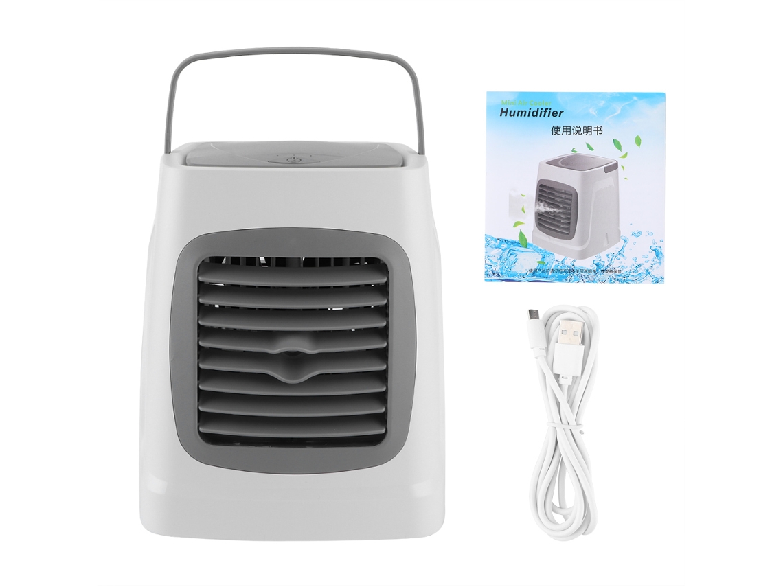 Ventilador Usb Portátil com Umidificador e Led Cinza