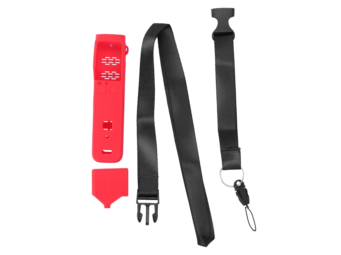 Funda De Silicona Com Cordão Para Câmera Pocket 2 Protetor De Lente E Capa Vermelha