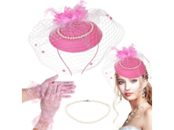 De Tiara De Tule Rosa Vintage, Acessórios Estilo Melindrosa Dos Anos 1920 Para Mulheres, Colar