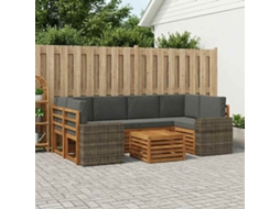 Vidaxl Conjunto De Sofás Para Exterior 7 Pcs Natural E Antracite