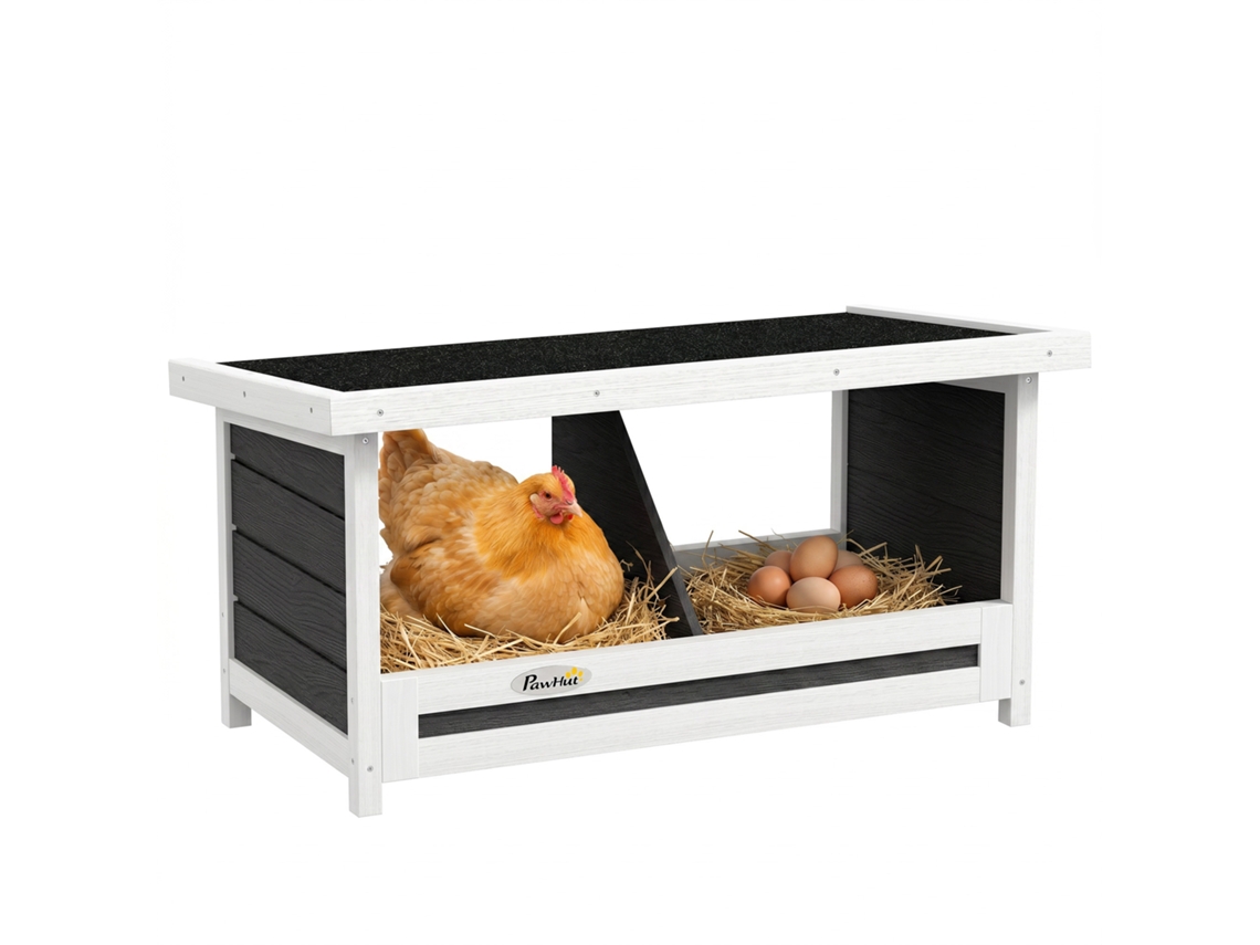 Ninho Para Galinhas De Madeira Caixa Para 2 Galinhas Com Telhado Asfáltico Para Interior E Exterior 66x37x34 Cm Cinza