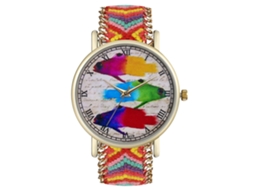 Relógio de Pulso Feminino Simples Analógico com Números Romanos Pulseira Tecida de Lã Quartzo
