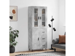 Vidaxl Armário Alto 69,5x34x180 Cm Derivados De Madeira Cinza Cimento