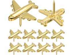 Conjunto De 24 Tachinhas Metal Douradas Em Formato Avião, Multiuso E Decorativas Para Escritório Festas, Feitas De Aço