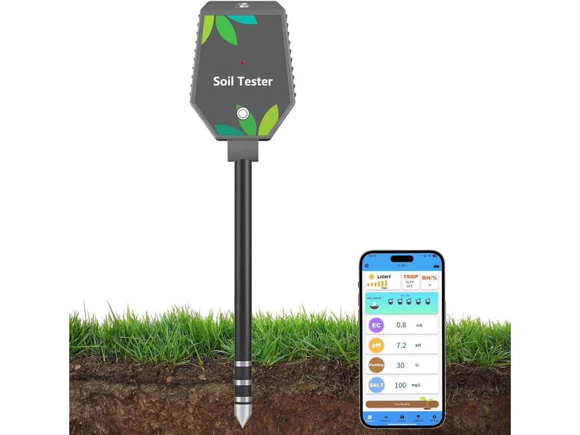 Analisador De Solo 8em 1ec, Ph, Umidade, Fertilidade, Salinidade, Temperatura, Luz E Do Ar, Para Jardim