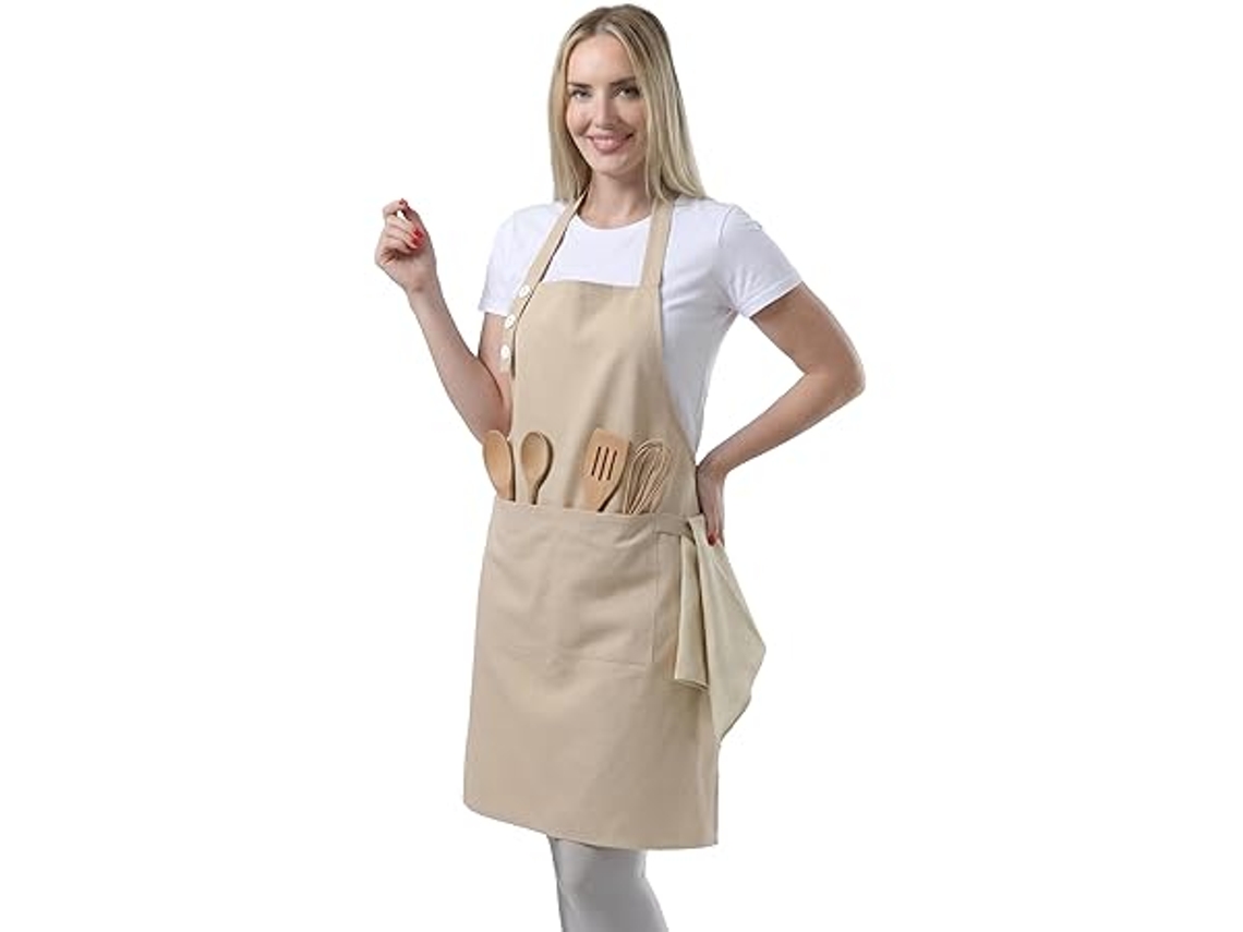 Avental de Cozinha para Senhora, em Algodão Impermeável, com Bolso Ajustável, Ideal para Cozinhar e Fazer Churrascos STELASPLEN