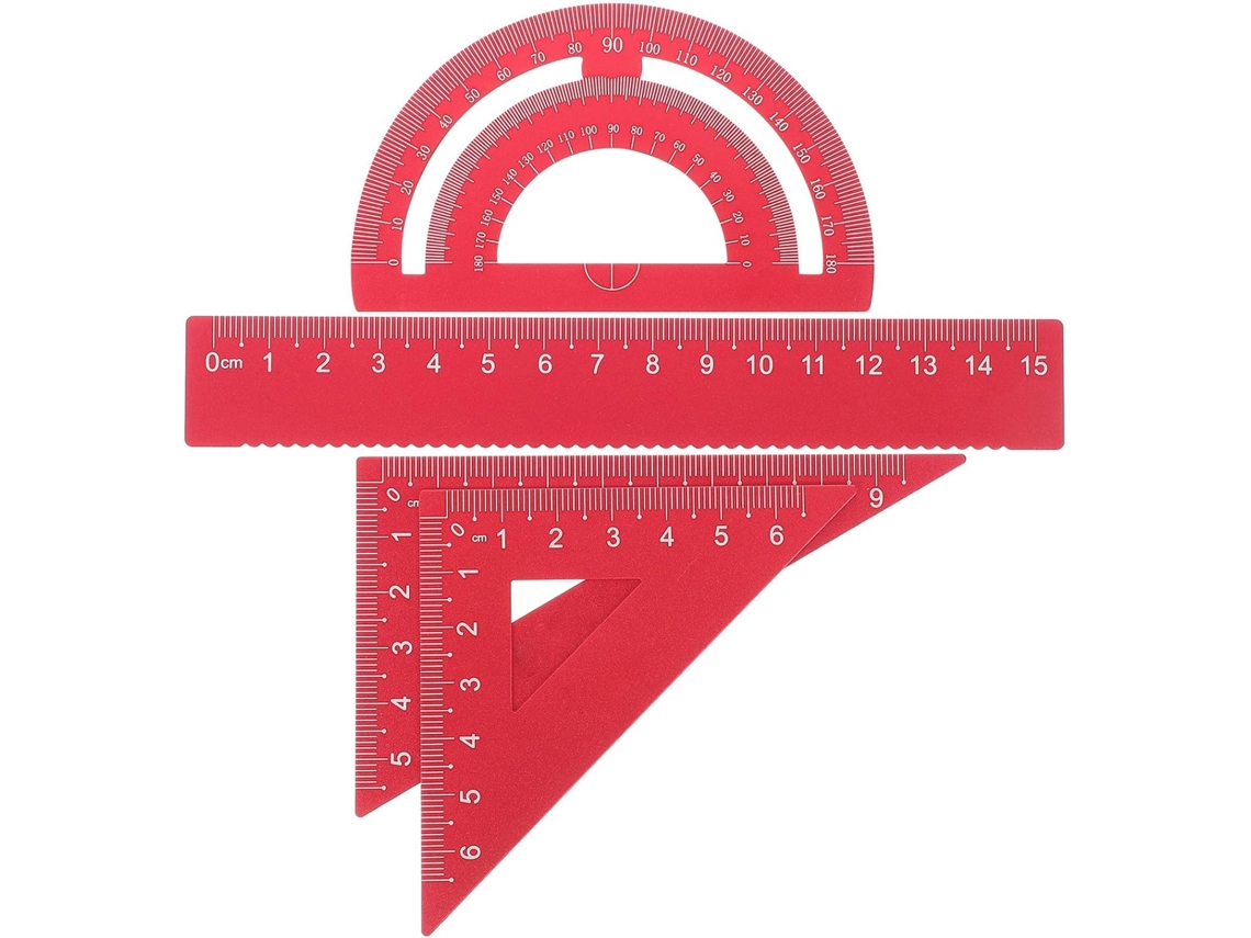 Conjunto De Réguas Matemáticas Kisangel Em Liga Alumínio Régua Reta, Esquadro, Transferidor, Ferramentas De Medição E