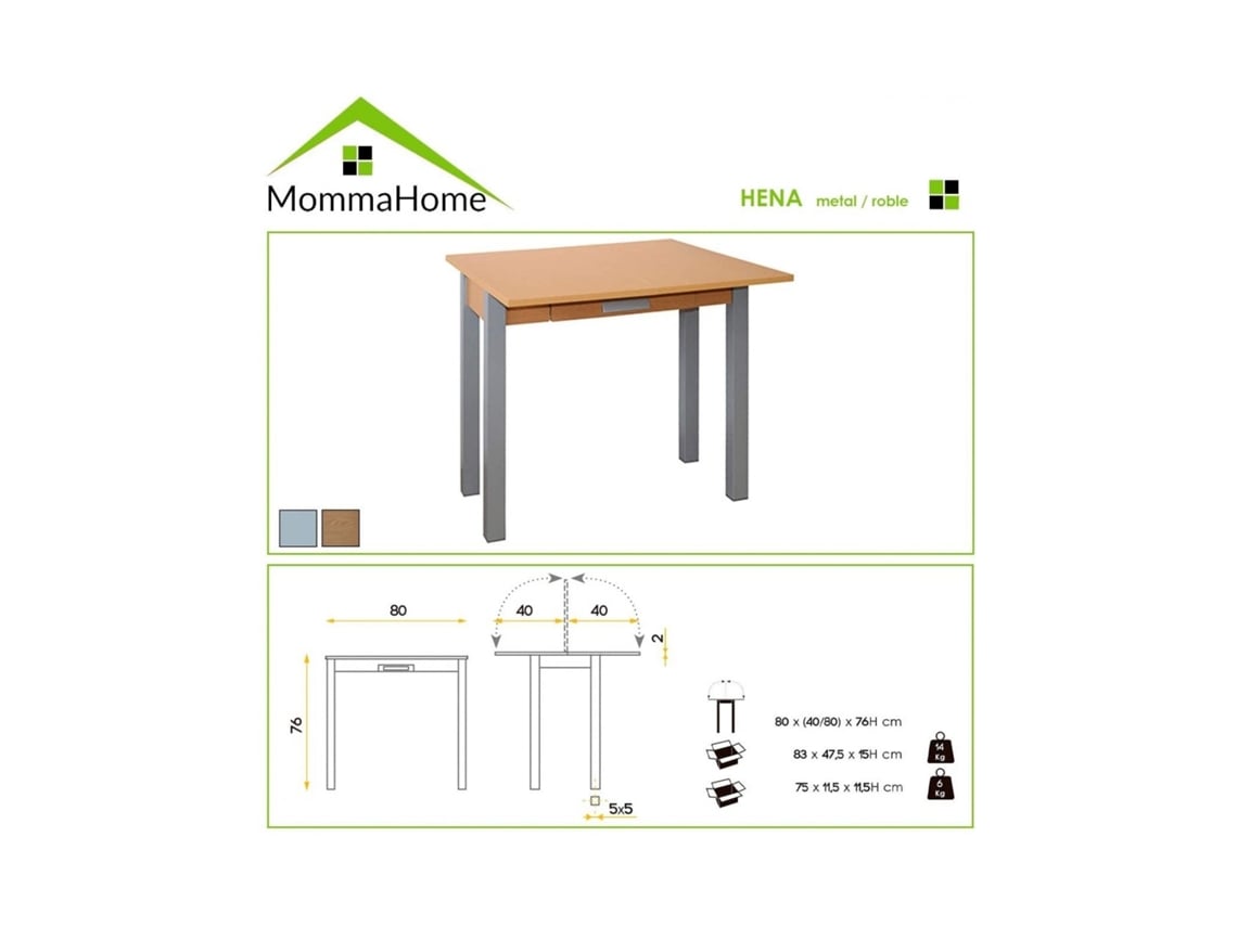 Mesa de cocina extensible con 2 sillas - Momma Home