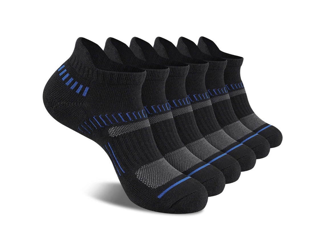 Meias Masculinas, Meias Até O Tornozelo, Esportivas, Acolchoadas, Respiráveis, De Cano Baixo, Com Aba E Suporte Para Arco 6 Pares Slowmoose