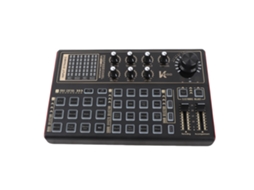 Placa de som para transmissões ao vivo com efeitos de som e bateria eletrônica integrada, compatível com karaokê e DJ online