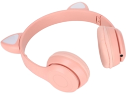 Fones De Ouvido Bluetooth Alomejor Fofos Para Crianças, Com Design Dobrável De Orelhas Gato, Luzes De Led E Alto Falante