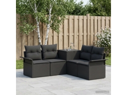 Vidaxl Conjunto De Sofás 5 Unid. Preto Rattan Poliéster E Aço