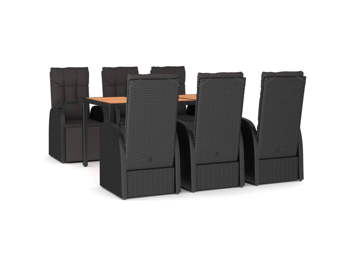 Garden Dining Set, Garden Dining Sets Vidaxl Preto Rattan / Vime (150 X 90 X 75 Cm)