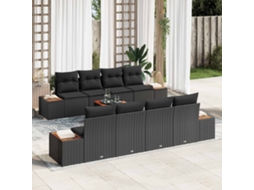 Vidaxl Conjunto De Sofá De Jardim 9 Unid. Preto Rattan Sintético