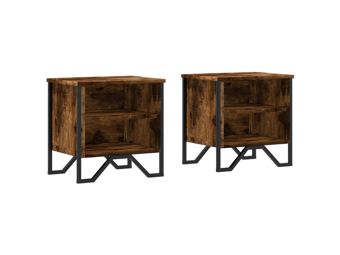 Conjunto de Mesas de Cabeceira 2pcs Derivados de Madeira Carvalho Fumado MAISON EXCLUSIVE