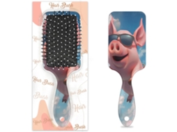 Escova Desembaraçadora Para Cabelos Molhados E Secos, Com Um Adorável Porquinho Voador De Óculos Escuros, Ideal Para
