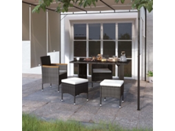 Vidaxl 4 Pcs Conjunto De Cadeiras E Bancos De Jardim Vime Pe Preto