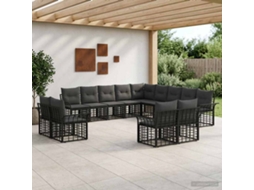 Vidaxl Conjunto De Sofás Para Exterior 13 Unid. Preto E Cinza Escuro