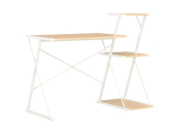 Vidaxl Secretária Com Prateleira 116x50x93 Cm Branco E Carvalho