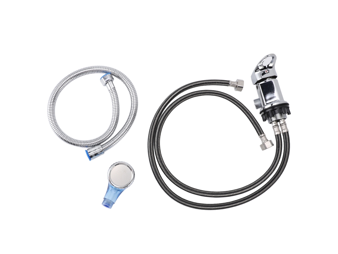 2026 grifo de Baño de Champú com Aspersor Anti fugas, Cromado, Latão, Mangueira de 70cm, Cabeça Azul Média