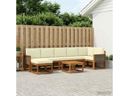 Vidaxl Conjunto De Sofás Para Exterior 8 Pcs Natural E Creme Poliéster