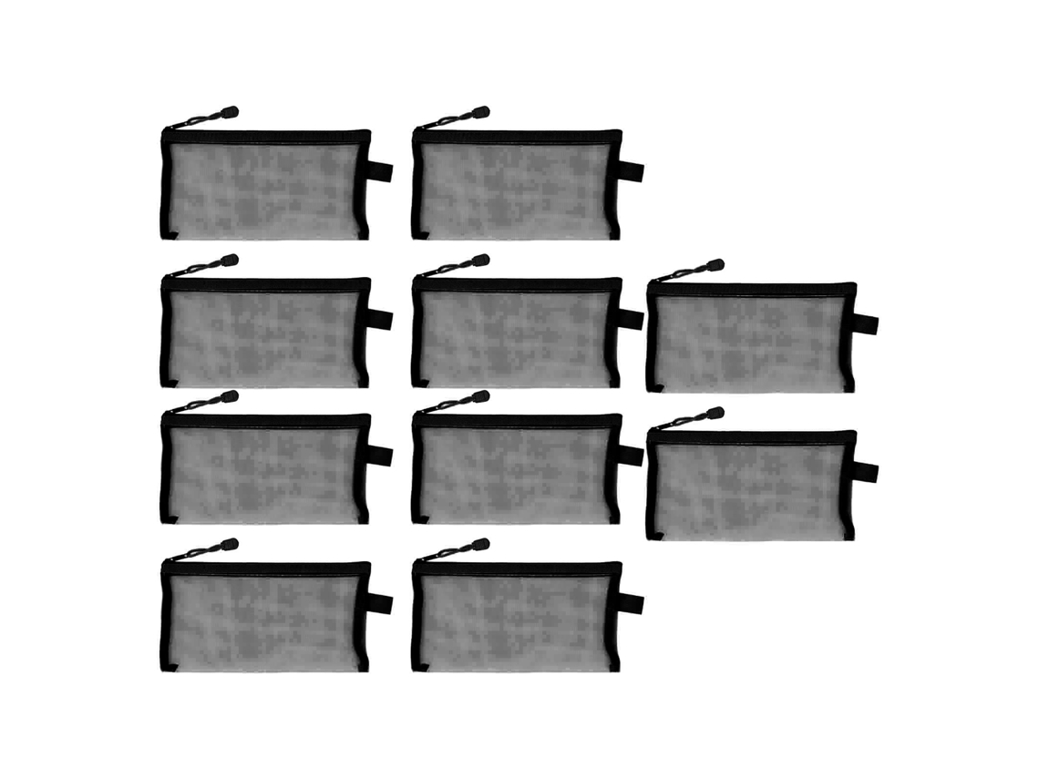 10 Bolsas De Malla De Nailon Con Cremallera, Impermeáveis, Resistentes Al Desgarro, Para Documentos, Carpetas, Organizadores, Color Negro