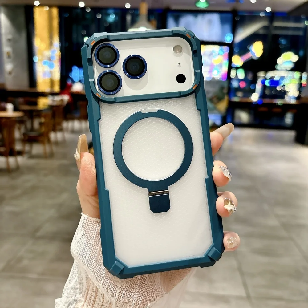 (azul, Iphone 12 Pro Max) Capa Resistente A Impactos Com Suporte Magnético Em Metal E Anel De Proteção Para A Lente Da Câmera.