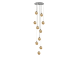 Candeeiro Suspenso para Candelabro Ajustável em Altura Luz Suspensa 10 Lâmpadas Feitas de Vidro em Cozinhas de Cor Âmbar NETTLIFE