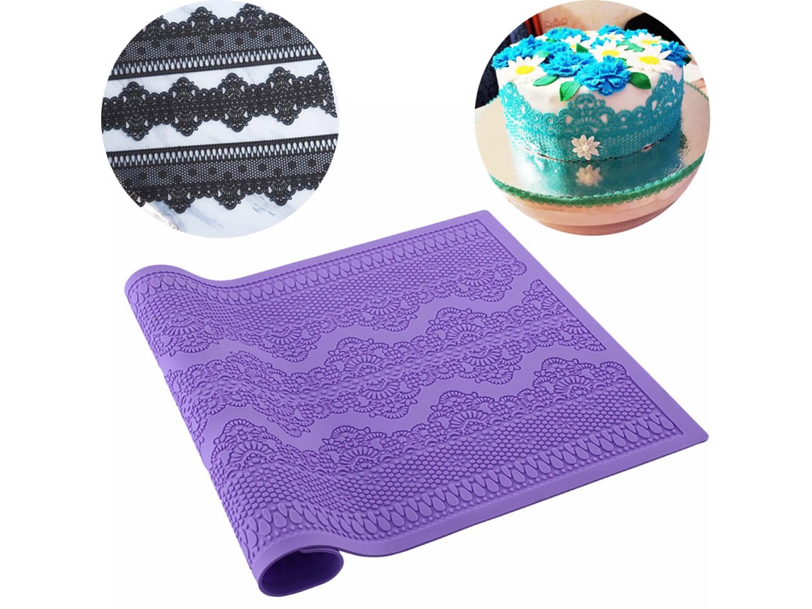 Moldes de Renda para Bolo de Silicone Reutilizáveis, Ferramenta de Baking para Pudim e Pastelaria, 39,5x20cm