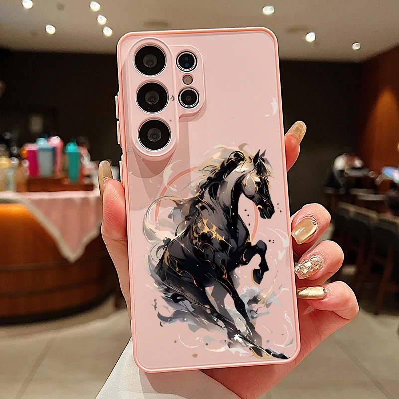Capa Magnética Para Celular Galaxy S24 Com Estampa De Cavalinho Super Fofa (rosa).