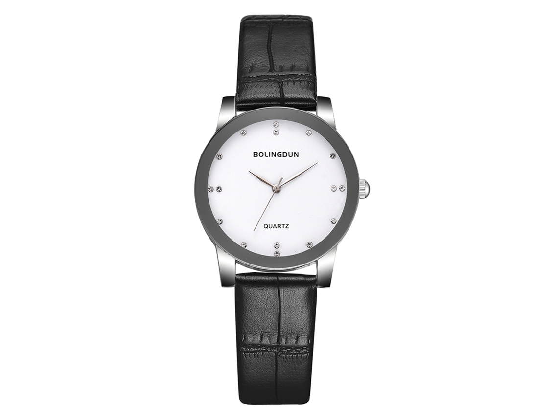 Relógio de quartzo unissex com strass e pulseira de PU T227-a (branco, tamanho P)