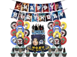 Kit De Suprimentos Para Festa De Aniversário Com Tema Star Wars Inclui Banner, Bolo, Topo De Cupcake, Balões, Decoração