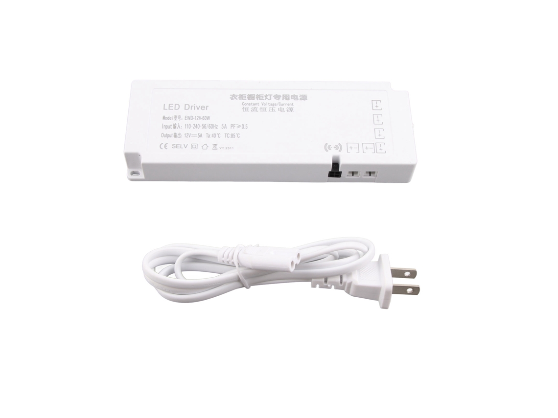 Fonte De Alimentação Led 12v 60w Para Lâmpada De Armário Com 6 Interfaces Ac 100‑240v