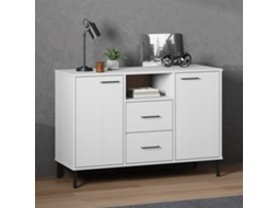 Aparador con Patas Metálicas 113x40x77cm Madera Maciza Oslo Blanco