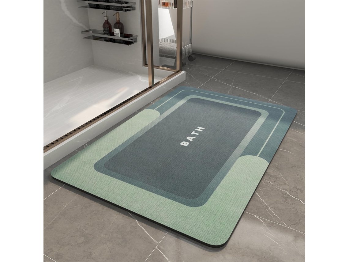Tapete De Banho Fino E Antiderrapante, Altamente Absorvente E De Secagem Rã¡pida (verde/50x80x0.4cm) Gertiz