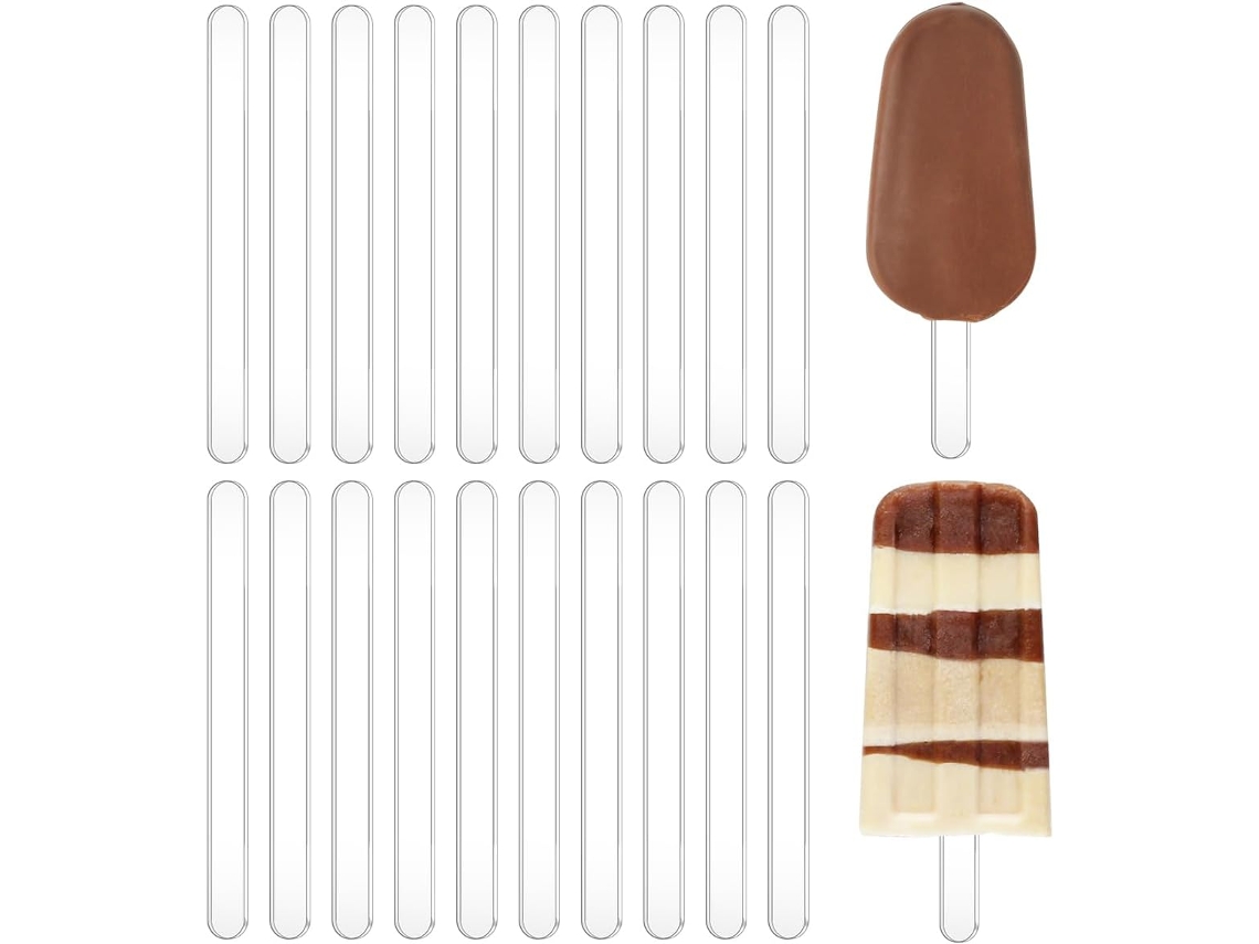 20-palitos De Picolé Acrílicos Reutilizáveis, 11, 5cm 4, 5 Polegadas, Para Sobremesas E Artesanato Transparentes