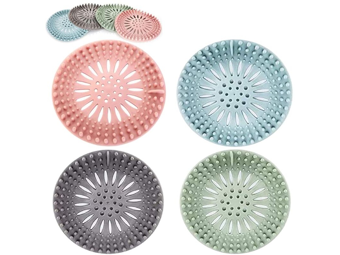Conjunto De 4 Filtros De Silicone Para Pia, Coletores De Cabelo, Em 4 Cores, Adequados Para Banheiro, Banheira E Cozinha