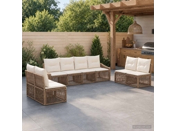 Vidaxl Conjunto De Sofá De Jardim 8 Unid. Bege Vime Pe