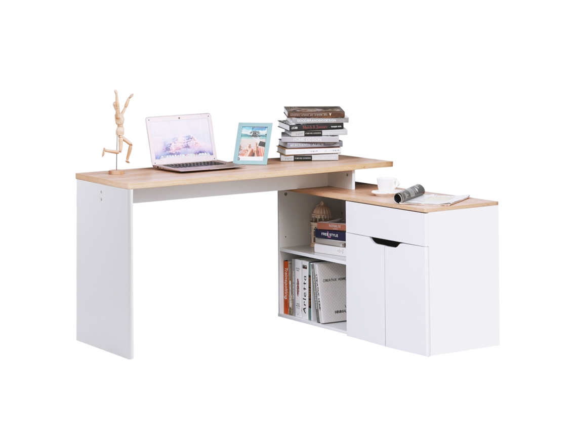 Mesa Computador Multimídia Modular C/ Armazenamento Duplo + Gaveta E Armário Madeira