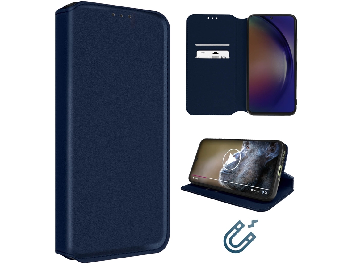 Capa Para Samsung Galaxy A54 5g Ushion Pele Magnética Azul