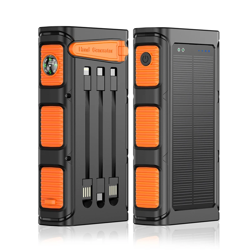 Carregador Solar com Manivela, 20w, 10000mah MDUG Laranja PONTOCASA