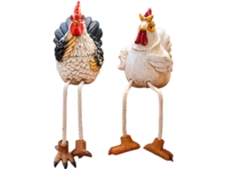 Estátua de Galinha, Kit de 2 Peças, Decoração em Resina para Casa e Jardim, Arte Animal para Pátio, Cozinha, CHABERLU