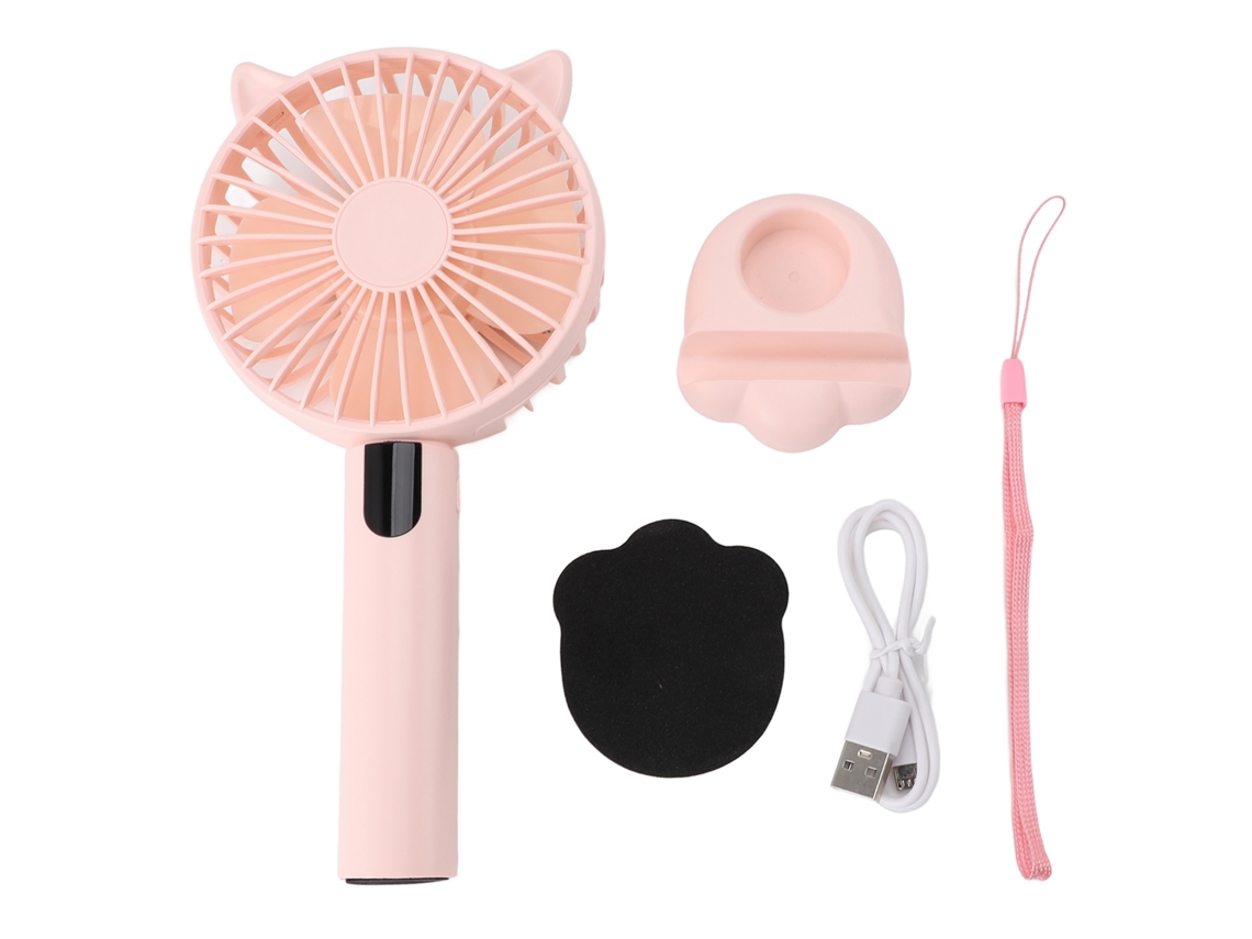 Ventilador Portátil Usb 5 Velocidades Luz Noturna Rosê