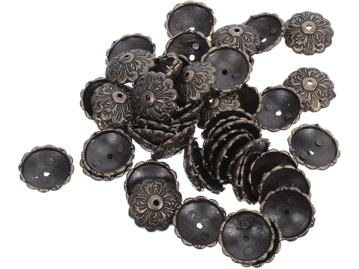 Conjunto De 50 Arruelas Fixação Mikikit Para Puxadores Armário, Em Formato De Flor, Em Liga De Zinco Resistente, Para