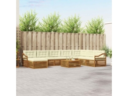 Vidaxl Conjunto De Sofás Para Exterior 9 Unid. Natural E Creme